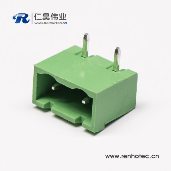 直彎針2芯彎式穿孔PCB板PCB接線端子綠色接線端子