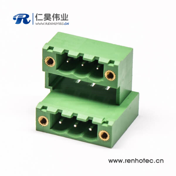 綠色插接端子免焊面板穿墻式端子對接PCB連接器公母座對插拔銅