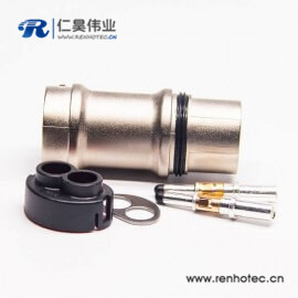 插頭金屬帶屏蔽2芯35A高壓互鎖連接器