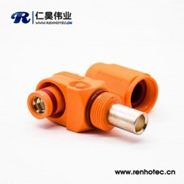 新能源橙色IP67電源儲能連接器14mm單芯塑料400A接線彎式插頭