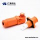 儲(chǔ)能200A橙色塑料電池連接器公母防水彎式插頭對(duì)接直插座單芯8mm銅牌連接