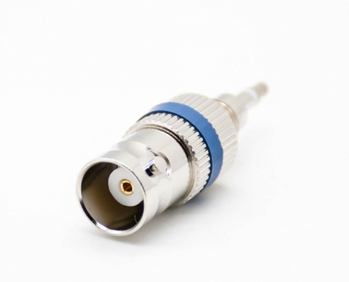 3.5mm耳機連接器轉BNC公頭轉母頭直式鍍鎳轉接頭
