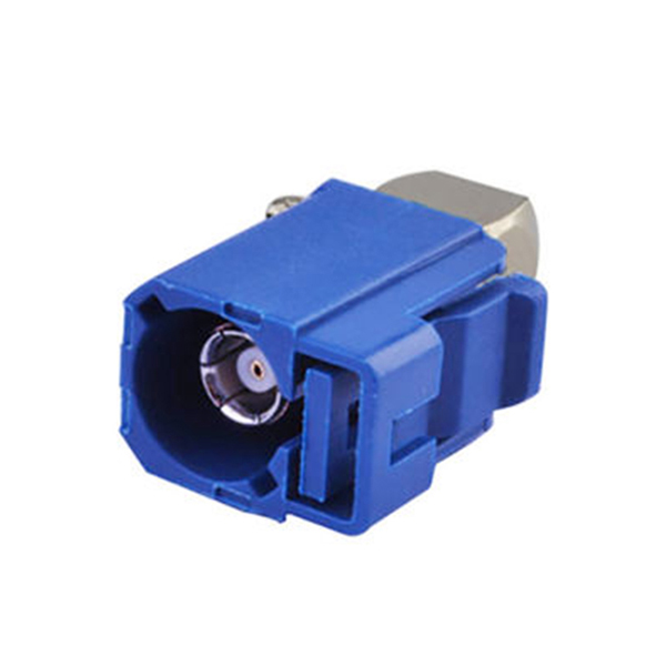 11-1 Fakra連接器母頭塑料外殼C型彎式藍色壓接焊接接線RG174 RG316連接器