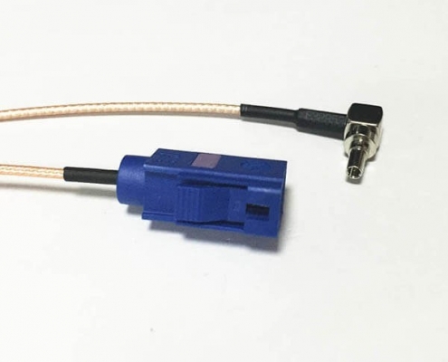 Fakra射頻連接器C型母頭轉(zhuǎn)CRC9彎公頭接RG178線線長15CM