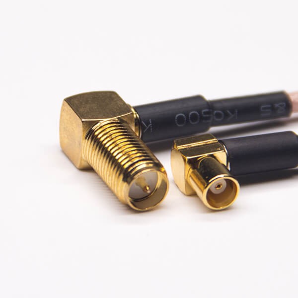 SMA射頻線彎式反極母頭鍍金轉MCX彎式母頭接RG316線