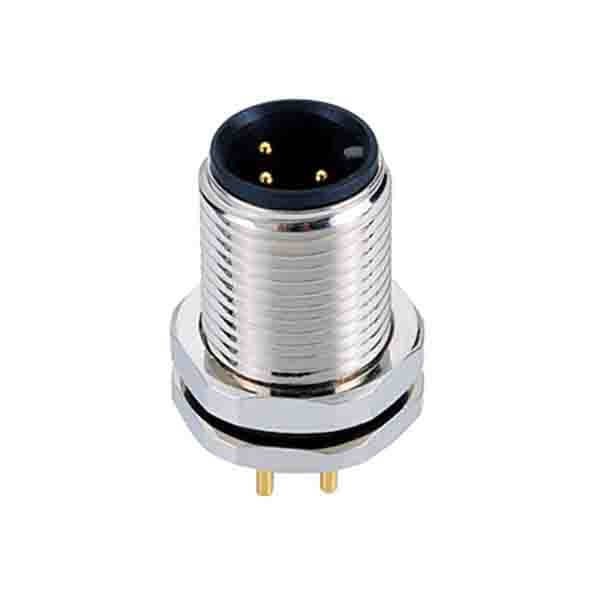 3Pin M12 連接器 A 代碼公前安裝 180° PCB 焊接類型防水