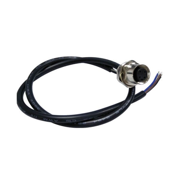 M12板端插座4芯母頭接端子帶線30CM AWG22直式A扣帶屏蔽防水連接器