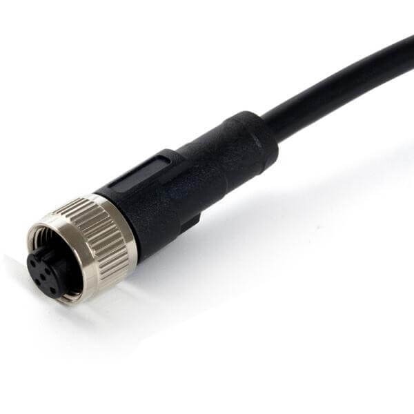 M12防水連接器 4pin A型編碼預鑄式帶線型母頭直式防水不帶屏蔽插頭1M AWG22