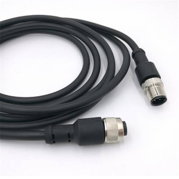 M12 4芯防水線航空雙頭連接器直式帶線電纜2M AWG22不帶屏蔽