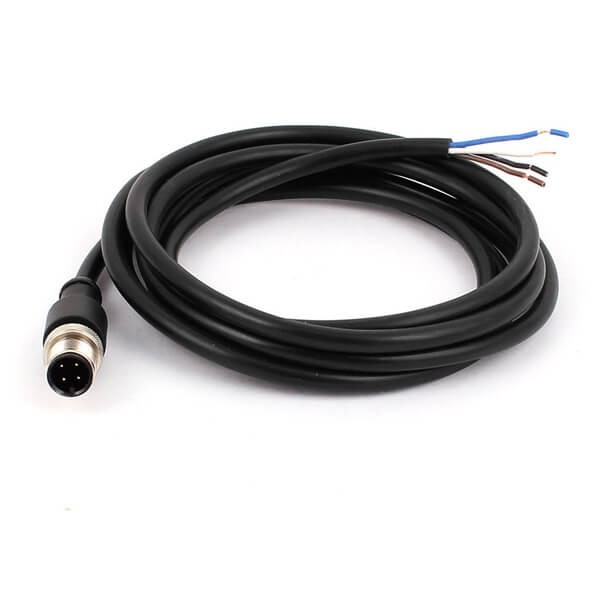 M12防水航空插 4pin A型公直頭預鑄式A扣不帶屏蔽帶線2M AWG22
