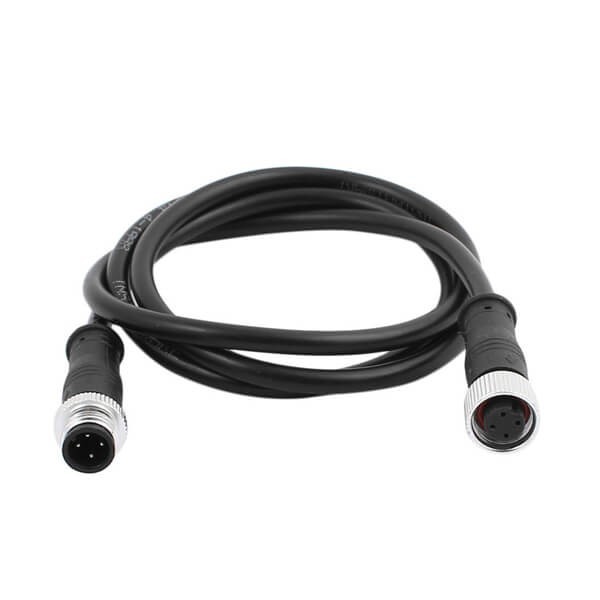 M12塑料防水頭4芯A扣不帶屏蔽雙邊注塑成型線材公轉母帶線1M AWG22