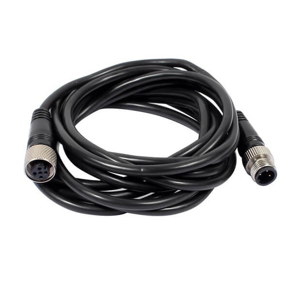 M12 5針5米延長線5芯母頭A扣轉3芯公頭不帶屏蔽5M AWG22