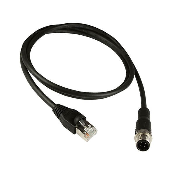 M12網線D Code 4芯公頭轉RJ45公頭不帶屏蔽注塑電纜1M AWG22