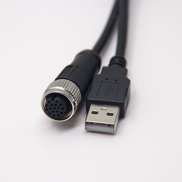 m12轉USB接線180度m12A型17芯轉USB Type A公頭