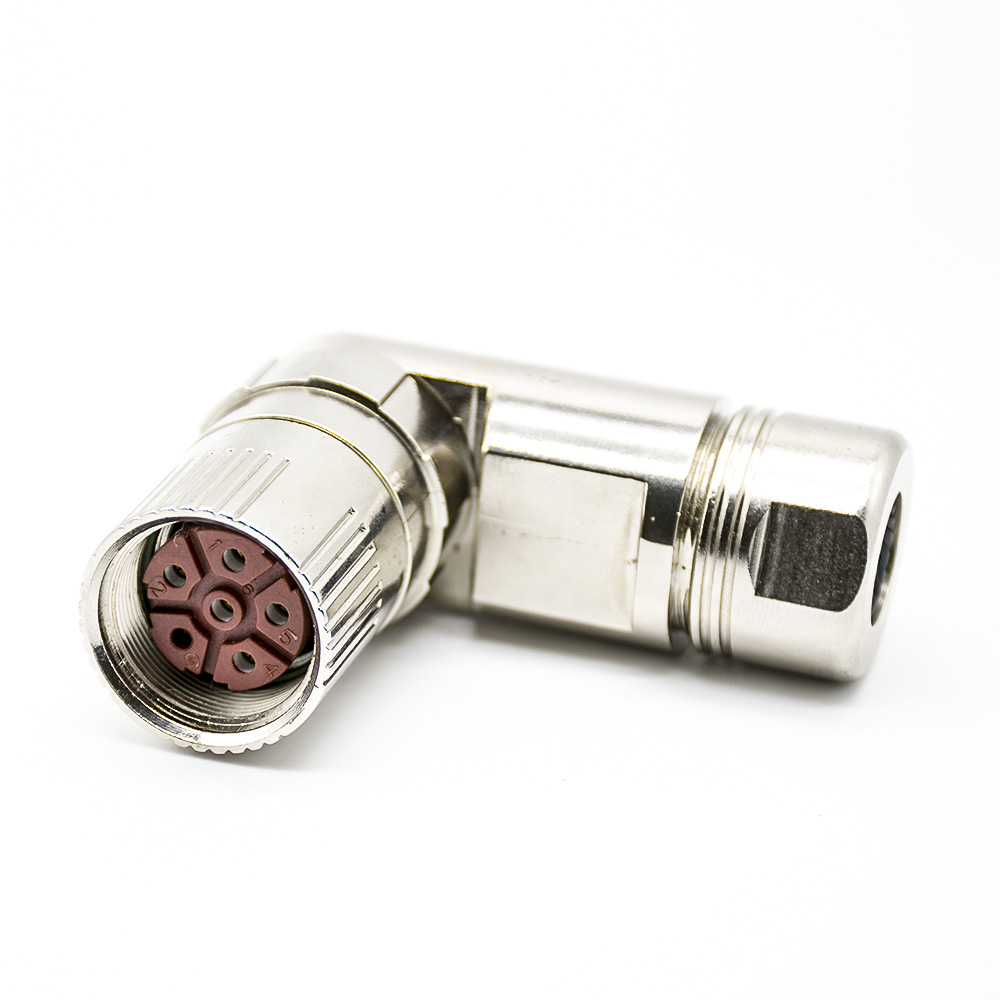 安費諾M23連接器彎插頭6芯孔母頭接線焊線帶屏蔽