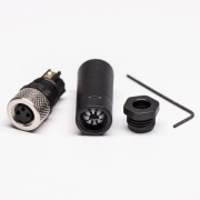 M8現場組裝插頭3芯母直式不帶屏蔽塑料外殼M8*1.0定制