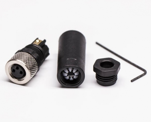 M8現場組裝插頭3芯母直式不帶屏蔽塑料外殼M8*1.0定制