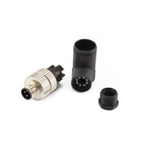 M8現場組裝插頭4芯公彎式不帶屏蔽塑料外殼M8*1.0定制