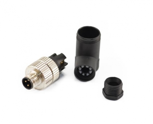M8現場組裝插頭4芯公彎式不帶屏蔽塑料外殼M8*1.0定制