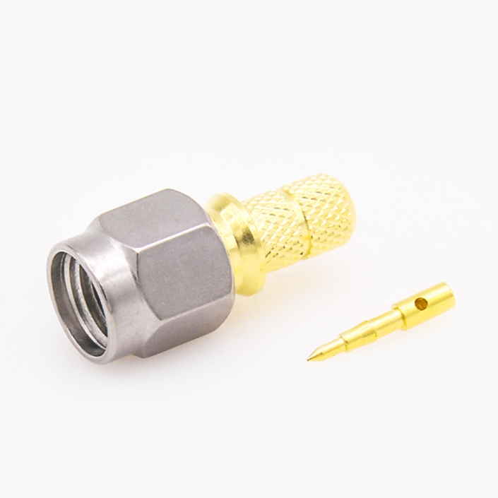 SMA接RG58線纜連接器公頭直式壓接 SMA接RG58線纜連接器公頭直式壓接