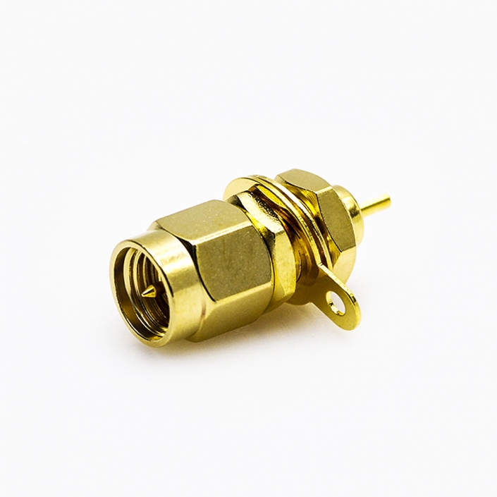 接地SMA連接器公頭直式面板安裝后鎖穿墻用于PCB板