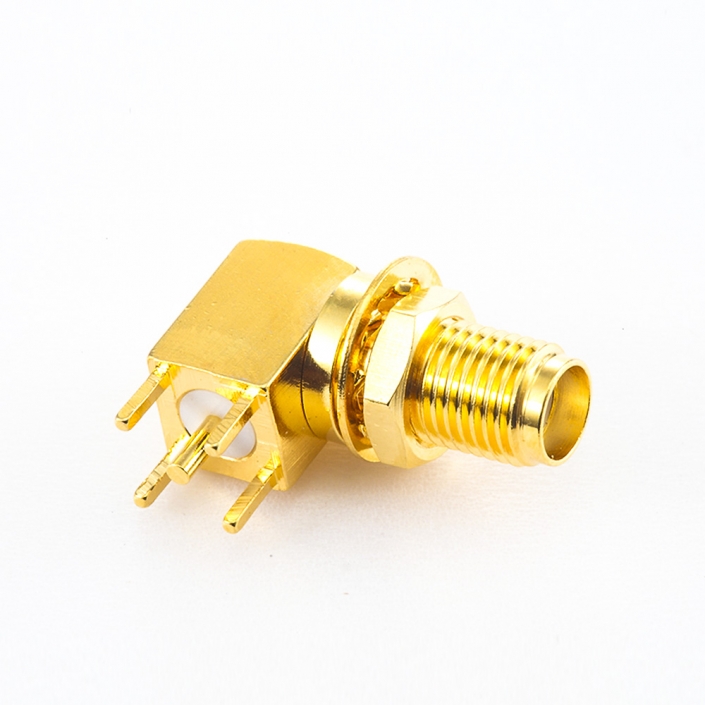 SMA母頭連接器PCB安裝直插前鎖穿墻