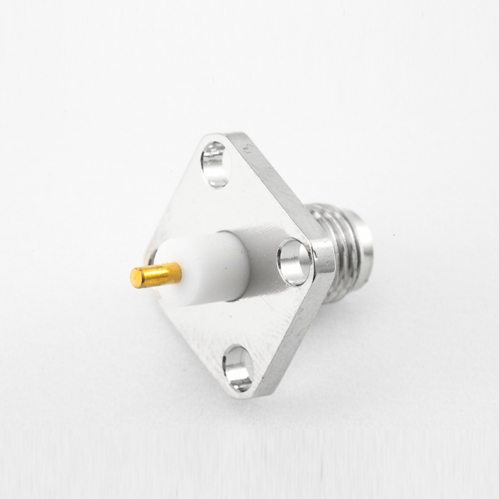 SMA連接器4孔法蘭PCB安裝母頭直式面板安裝焊板 SMA連接器4孔法蘭PCB安裝母頭直式面板安裝焊板