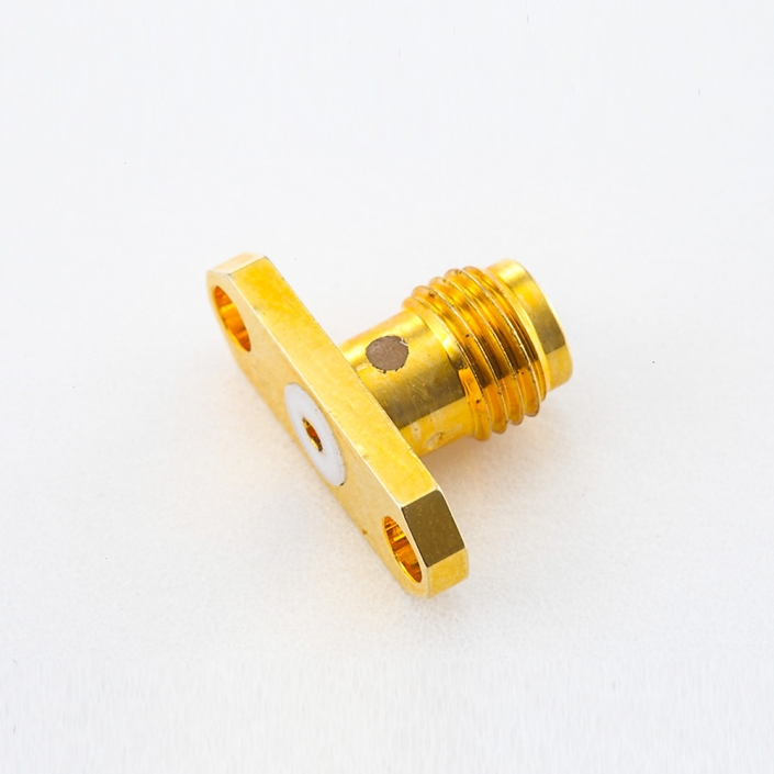 直式PCB安裝SMA連接器母頭焊板2孔法蘭 直式PCB安裝SMA連接器母頭焊板2孔法蘭