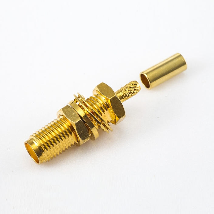 SMA面板安裝前鎖穿墻母頭連接器直式壓接用于RG178 / 1.37mm / 1.45mm SMA面板安裝前鎖穿墻母頭連接器直式壓接用于RG178 / 1.37mm / 1.45mm
