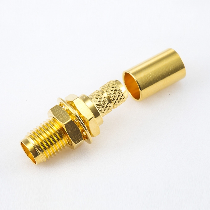 用于RG58 / RG142 / SYV50-3SMA母頭接線連接器直式面板安裝前鎖穿墻壓接類型 用于RG58 / RG142 / SYV50-3SMA母頭接線連接器直式面板安裝前鎖穿墻壓接類型