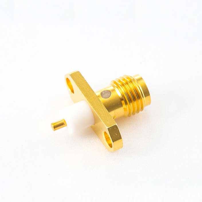 面板SMA PCB安裝連接器2孔法蘭母頭直式焊板 面板SMA PCB安裝連接器2孔法蘭母頭直式焊板