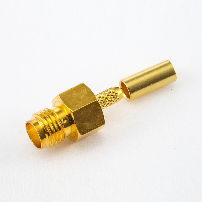 SMA母頭接線連接器直式壓接用于RG174 / RG316 / LMR100 SMA母頭接線連接器直式壓接用于RG174 / RG316 / LMR100