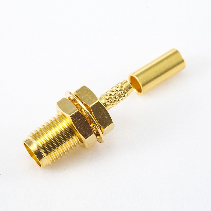 SMA母頭用于RG174 / RG316 / LMR100連接器母頭直式前鎖穿墻面板安裝 SMA母頭用于RG174 / RG316 / LMR100連接器母頭直式前鎖穿墻面板安裝