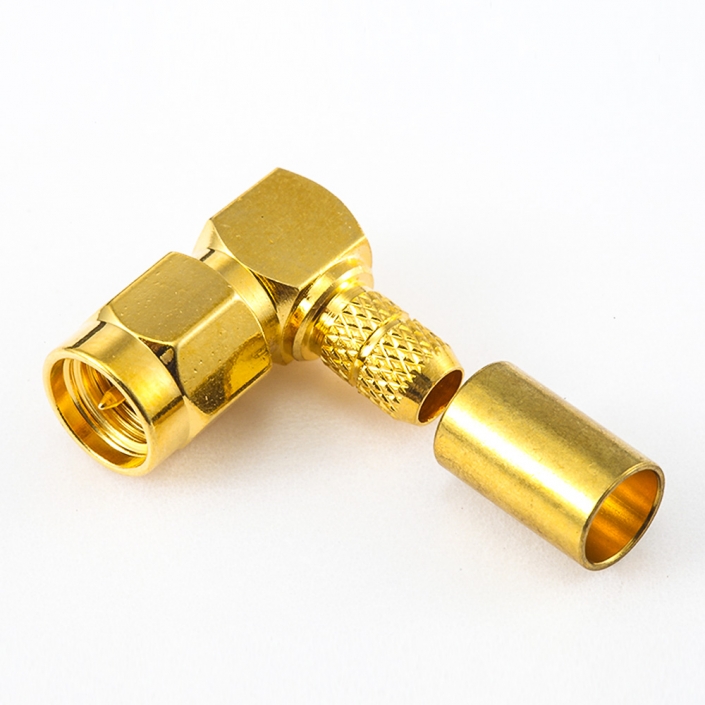 RG58 / RG142 / SYV50-3公頭SMA連接器彎式壓接 RG58 / RG142 / SYV50-3公頭SMA連接器彎式壓接