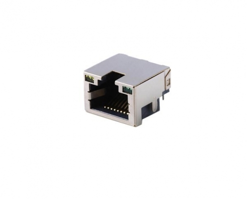 RJ45插座網口貼片連接器左黃右綠沉板式帶屏蔽X2