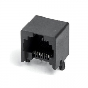 插件網絡接口RJ45PCB-8P8C無邊90度黑色通信接插件國標耐高溫網絡接口母座X2