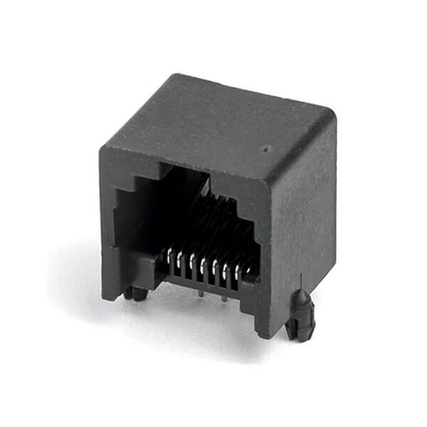 插件網絡接口RJ45PCB-8P8C無邊90度黑色通信接插件國標耐高溫網絡接口母座X2
