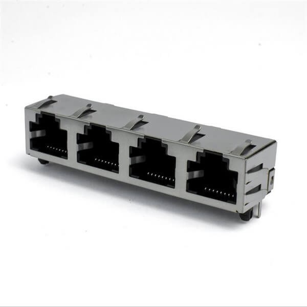 四端口RJ45連接器1x48P8C帶金屬殼不帶燈帶彈片屏蔽 四端口RJ45連接器1x48P8C帶金屬殼不帶燈帶彈片屏蔽