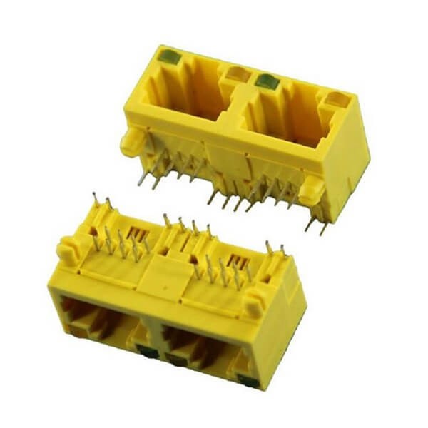 2聯RJ45網口1X2帶LED燈臥式8P8C連接器母座非屏蔽X2 2聯RJ45網口1X2帶LED燈臥式8P8C連接器母座非屏蔽X2