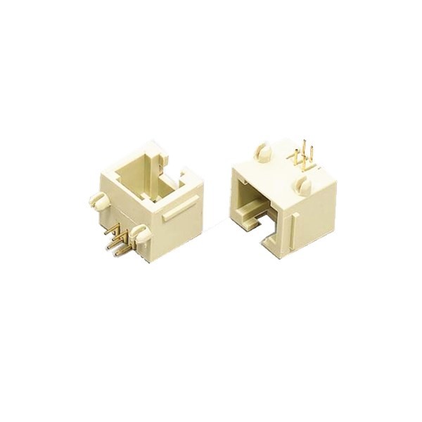 RJ14接口母座電話插座PCB插座6P4C彎式白色塑殼非屏蔽不帶燈X2 RJ14接口母座電話插座PCB插座6P4C彎式白色塑殼非屏蔽不帶燈X2