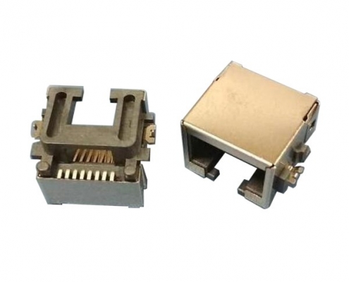 RJ45端子連接器廠商路由器-以太網接口8P8C貼板式插座全包屏蔽不帶燈X3