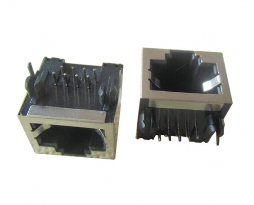 90°板端RJ45網口全插8P8C網絡接口DIP無彈無燈針長3.0X3