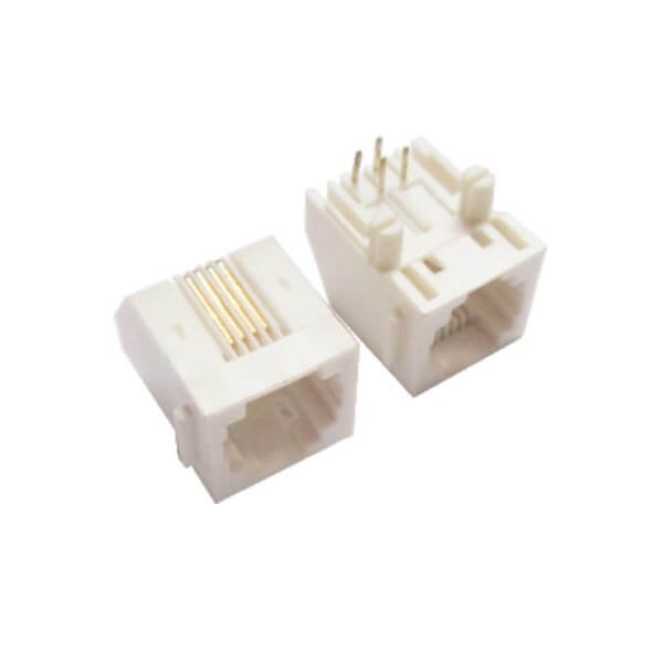 電話插座RJ11插座白色6P4C不帶燈彎式連接器X3 電話插座RJ11插座白色6P4C不帶燈彎式連接器X3