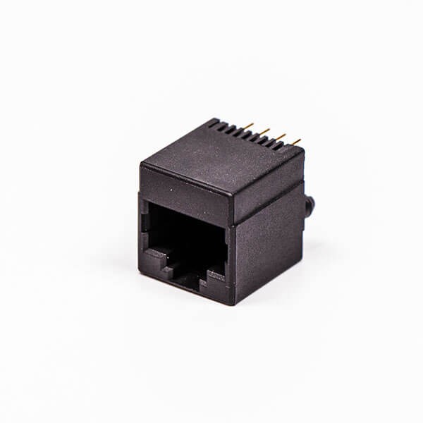 rj45母座單口黑色全塑8P金針直式接PCB板網口 rj45母座單口黑色全塑8P金針直式接PCB板網口