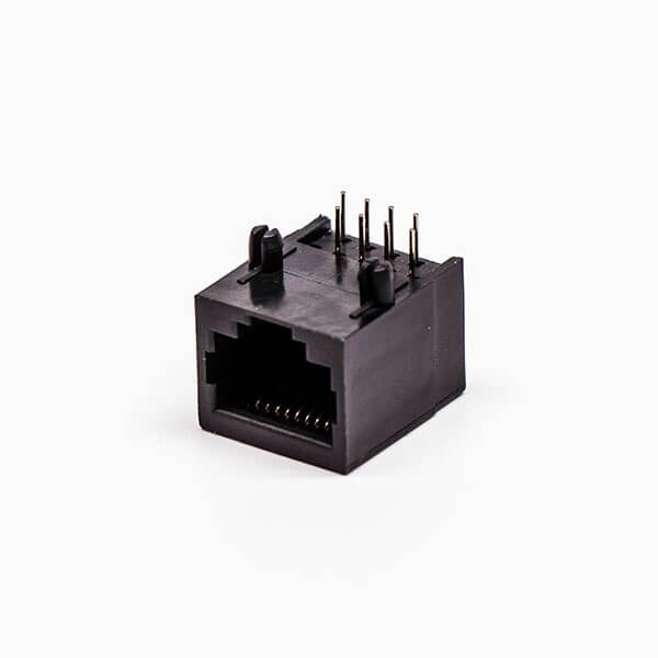 rj45母座接口8P8C黑色90度不帶屏蔽不帶燈接PCB板 rj45母座接口8P8C黑色90度不帶屏蔽不帶燈接PCB板