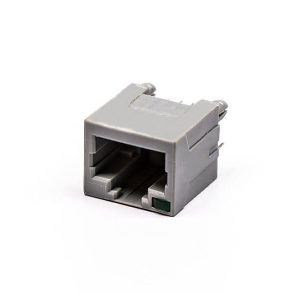 rj45插座接口全塑直式灰色單口母頭帶燈接PCB rj45插座接口全塑直式灰色單口母頭帶燈接PCB