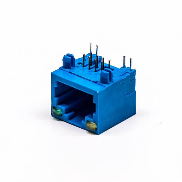 rj45網(wǎng)線接口母座彎式全塑藍(lán)色單口8p帶燈連接器 rj45網(wǎng)線接口母座彎式全塑藍(lán)色單口8p帶燈連接器