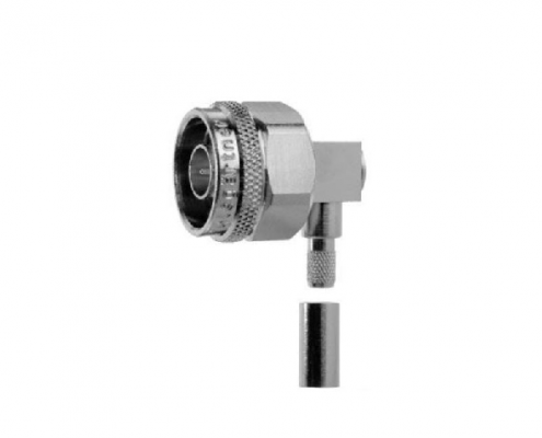 N型連接器50Ω直角電纜安裝插頭焊接端子11GHz接線RG214/U