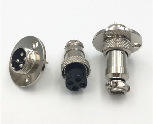 GX16-4芯法蘭安裝航空頭直式金屬圓形航空連接器