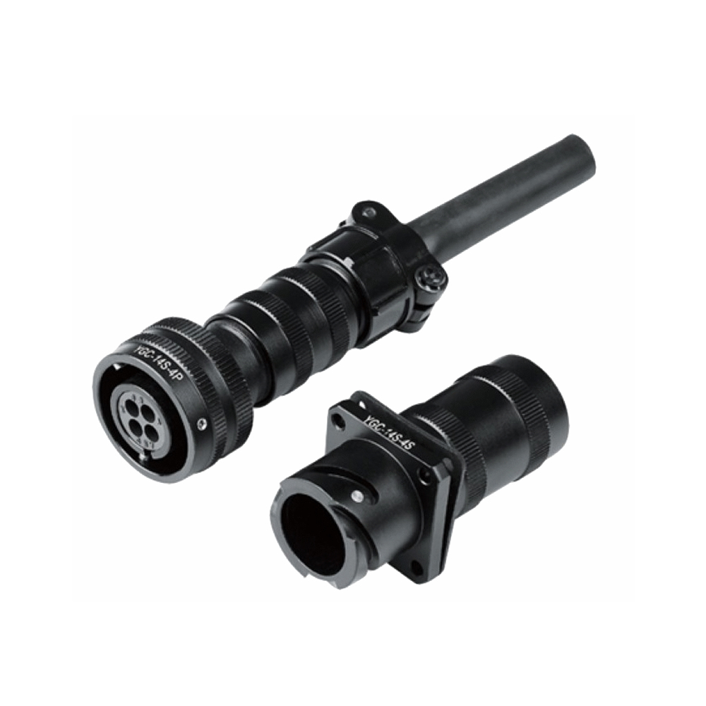 牽引電機連接器YGC-14S4芯直式快速卡口式壓接式IP65公母對接